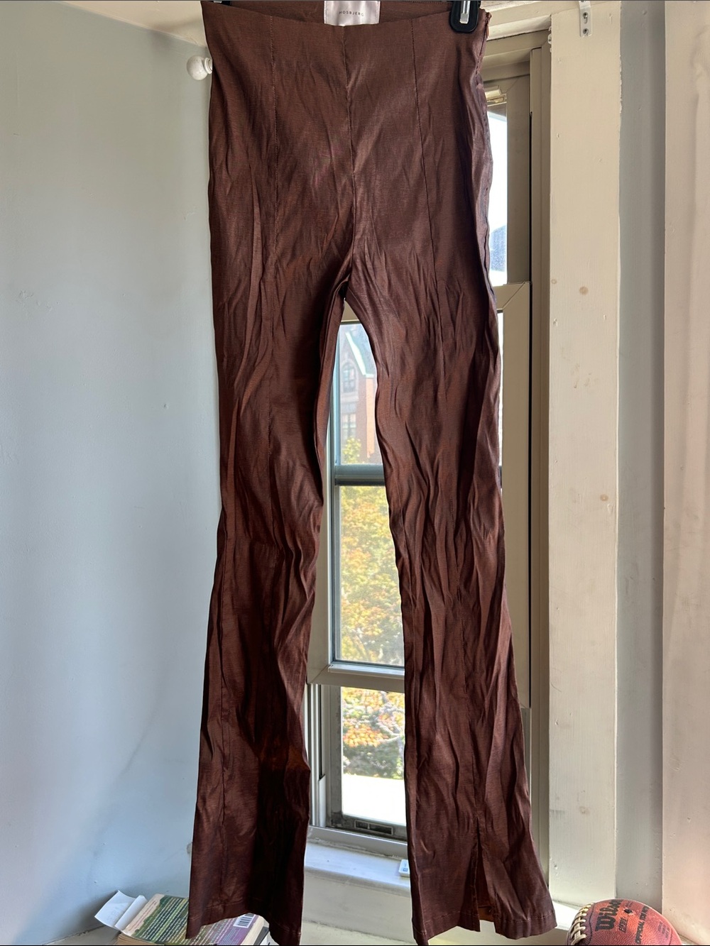 Woman’s copper metallic Stretch Flare Pants